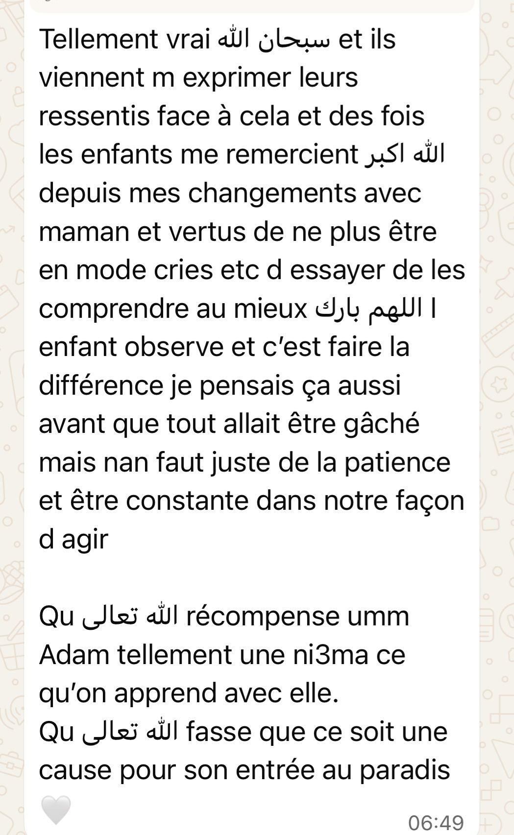 Témoignage maman — 1 semaine