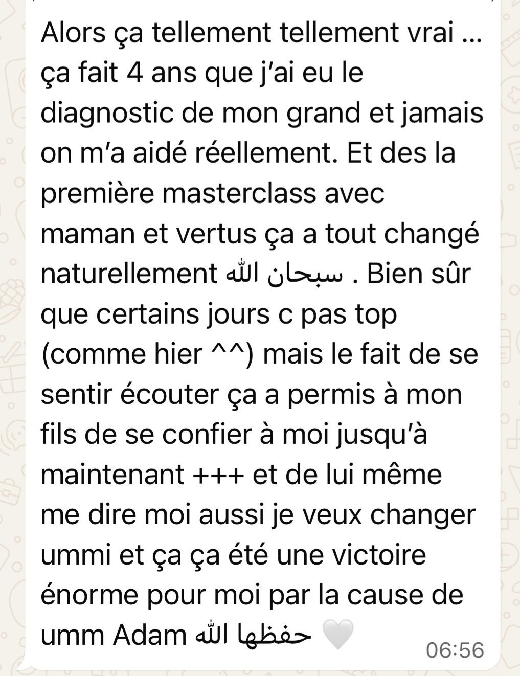 Témoignage maman — 1 semaine