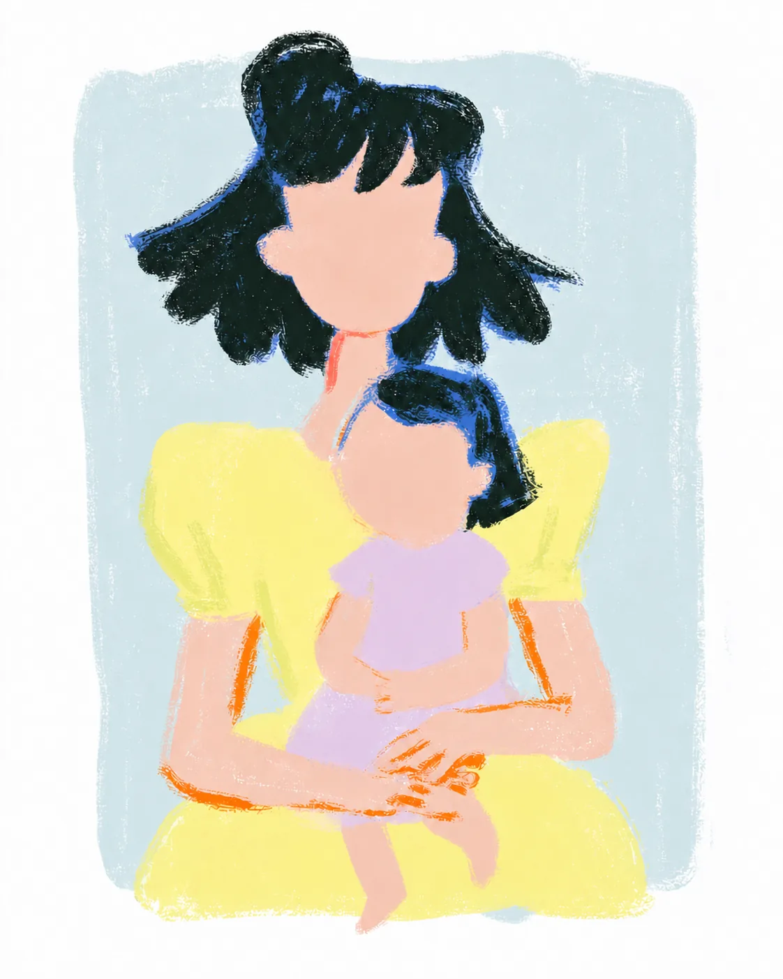 Une mère et son enfant, blottis l'un contre l'autre