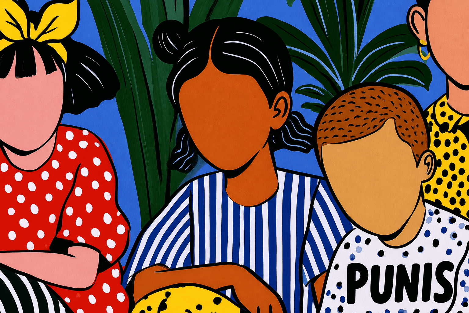 Trois enfants, visages neutres